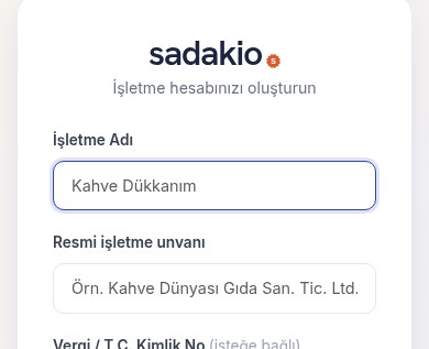 Sadakio kayıt formu