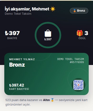 Misafir kartı: bakiye ve cashback
