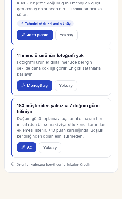 Kio önerisi: uyuyan misafirleri geri kazanma