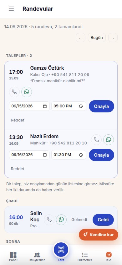 Randevu talepleri ekranı: onay bekleyen talepler