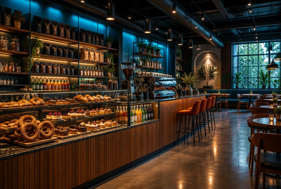 Kafe ve kahveci: vitrin ve bar